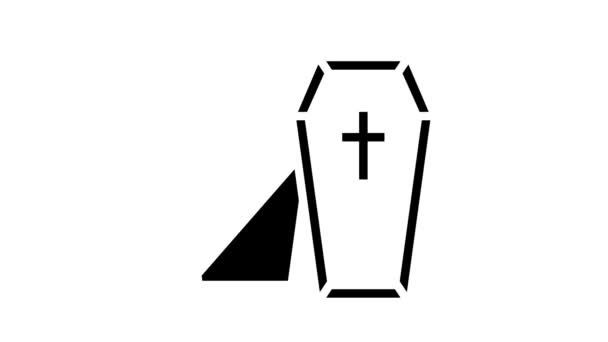 Coffin halloween glyph icon animation — Stock Video