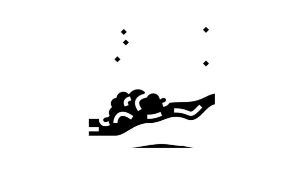 Vulkaan hawaii glyph pictogram animatie — Stockvideo