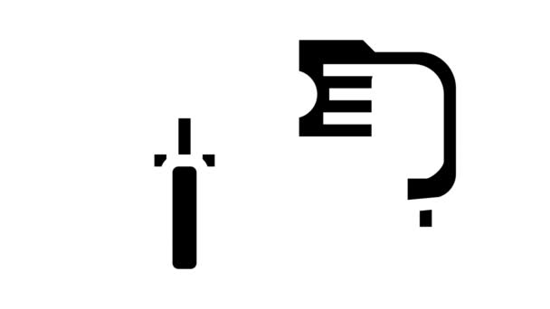 Ferramenta de martelo rotativo animação ícone glifo — Vídeo de Stock