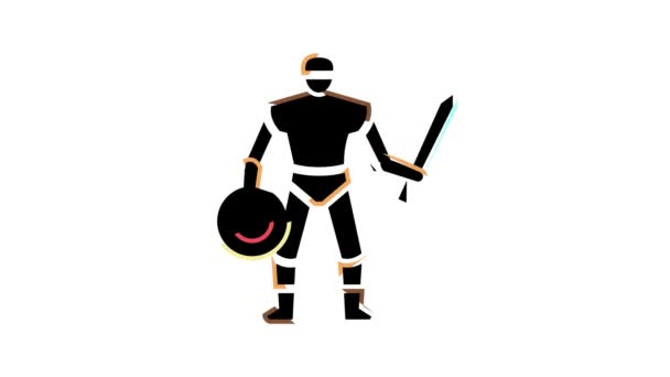 Gladiador antiga grecia guerreiro cor ícone animação — Vídeo de Stock