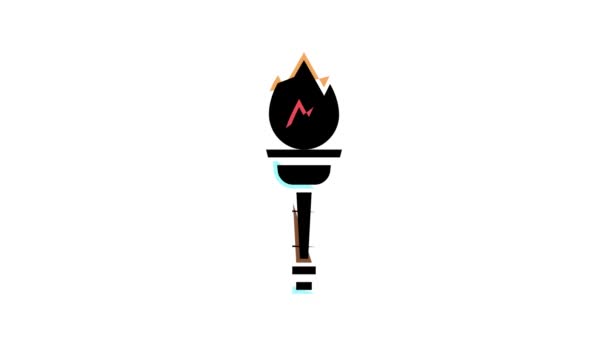 Анимация иконки греческого цвета факела — стоковое видео