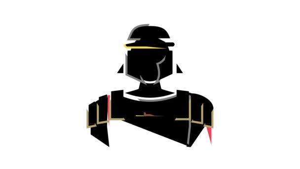 Legionair oude Rome krijger kleur pictogram animatie — Stockvideo