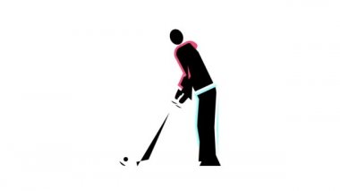 Golf oyuncusu oyun oynuyor ve top rengi simgesine vuruyor