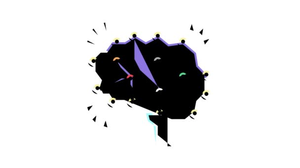 Neuron knowledge brain color icon animation — Stock Video