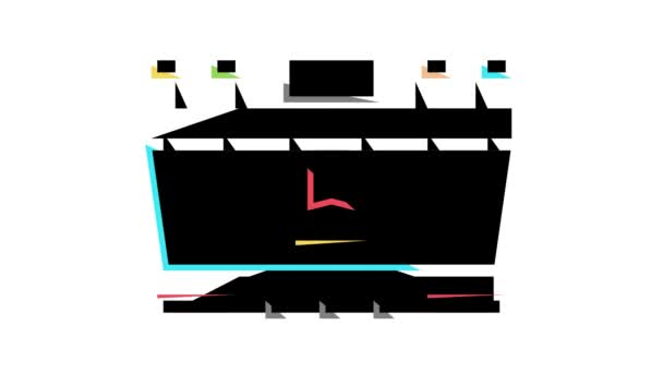 Estadio fútbol color icono animación — Vídeo de stock