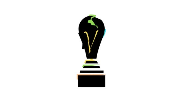 Cup award voetbal kampioenschap kleur pictogram animatie — Stockvideo