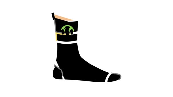 Socken Tennisspieler Farbe Symbol Animation — Stockvideo