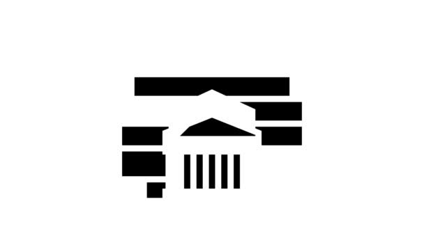 Pantheon ancient rome building line icon animation — Stock Video