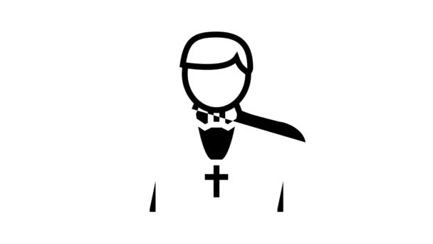 カトリックの宗教線アイコンアニメーション — ストック動画