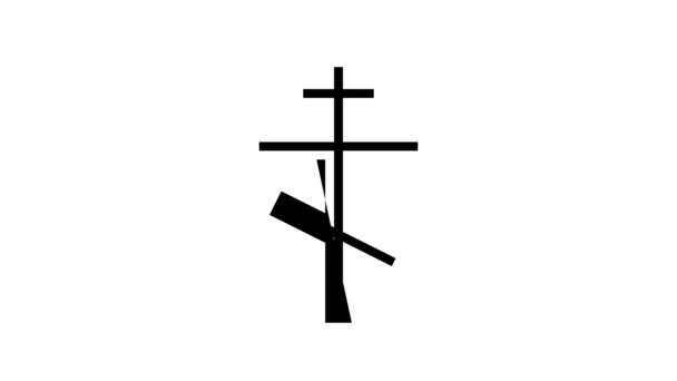 Crucificação Cristianismo linha ícone animação — Vídeo de Stock