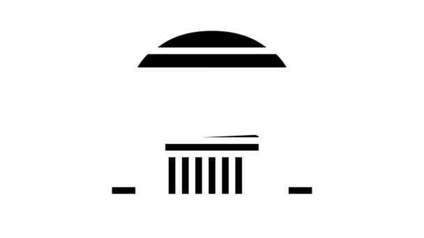 Pantheon ancient rome building glyph icon animation — Stock Video