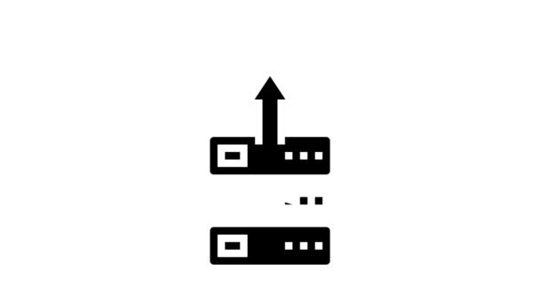 Almacenamiento de conocimientos en la animación del icono del glifo del servidor — Vídeo de stock