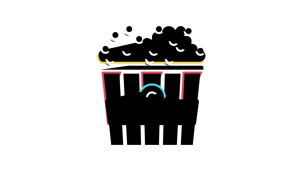 Анимация иконок кинотеатра попкорн — стоковое видео