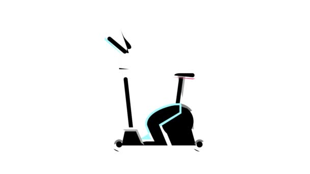 Bicicleta de ejercicio icono de color de animación — Vídeos de Stock