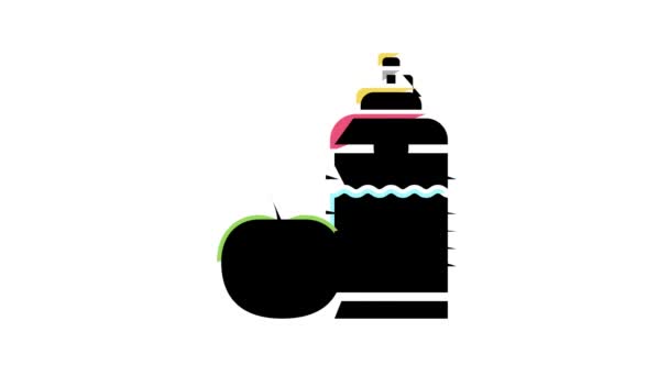 건강에 좋은 음식 과 음료 운동 선수의 컬러 아이콘 애니메이션 — 비디오