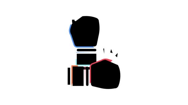 Box fight sport color icon animation — Stock Video