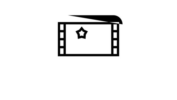 Reviews movie line icon animation — Stock Video