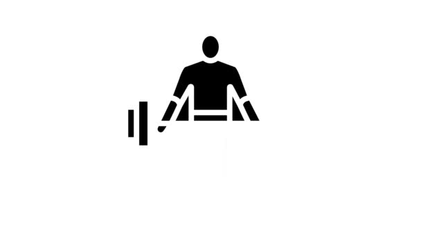 Atleta ejercicio con animación icono de línea de peso — Vídeo de stock