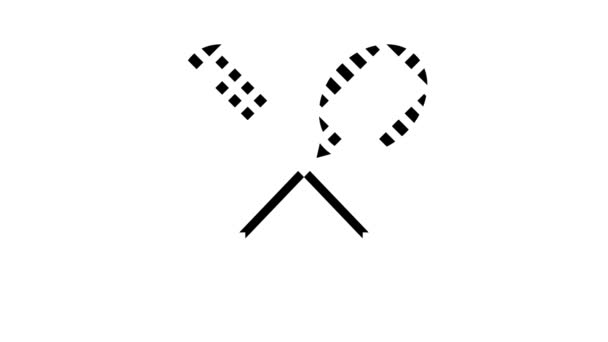 Badminton sport game glyph icon animation — Stock Video