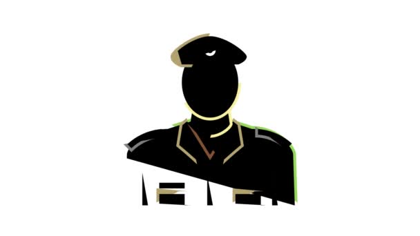 Soldado ejército hombre color icono animación — Vídeos de Stock