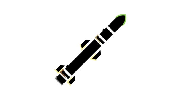 Rocket war weapon color icon animation — Stock Video