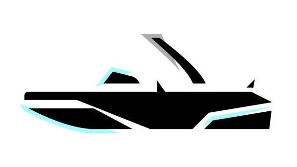 Wakeboard esquí barco color icono animación — Vídeos de Stock