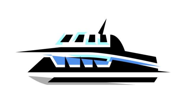 Kabine Kreuzer Boot Farbe Symbol Animation — Stockvideo