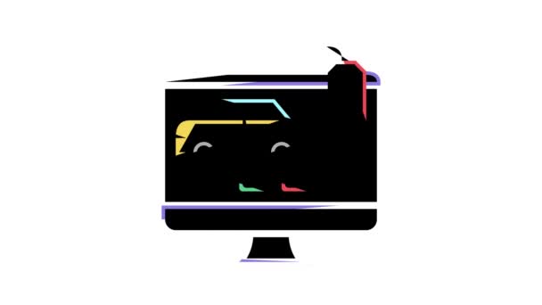 Auto kaufen online Farbe Symbol Animation — Stockvideo
