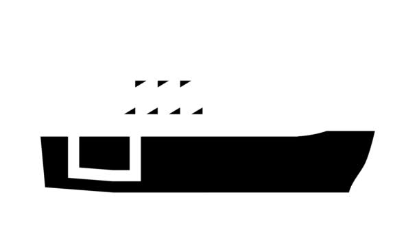 Navy boat line icon animación — Vídeos de Stock