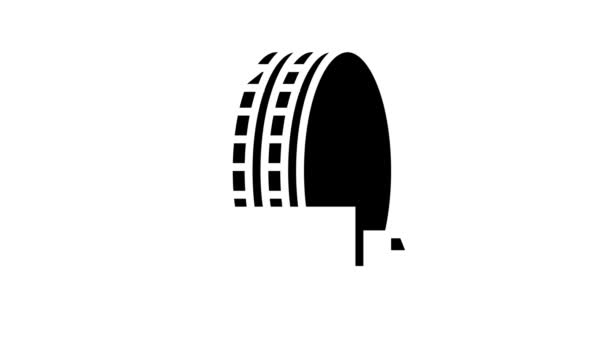 Commerciale camion pneumatici linea icona animazione — Video Stock