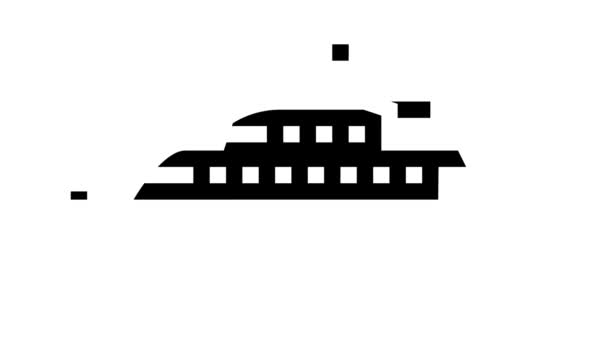 Yacht à moteur bateau glyphe icône animation — Video