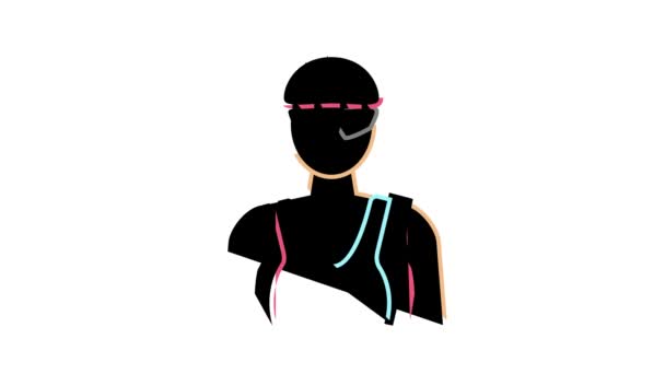 Female cyclist color icon animation — Stock Video