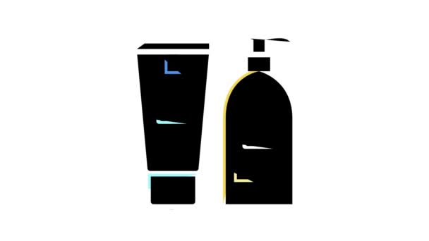 Hand cream and lotion packaging color icon animation — Stock Video