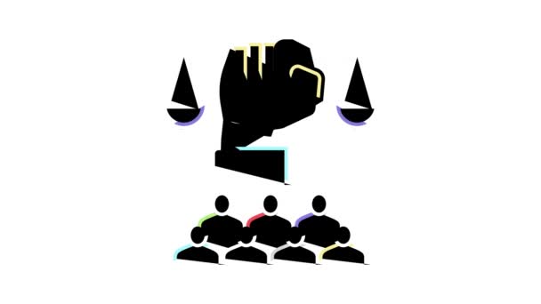 社会正义色彩图标动画 — 图库视频影像