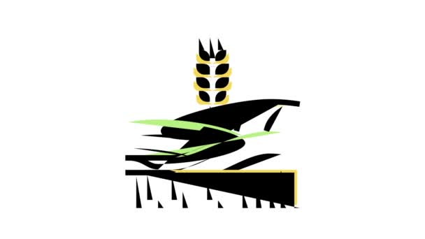 Campo de crecimiento de trigo color icono de animación — Vídeo de stock