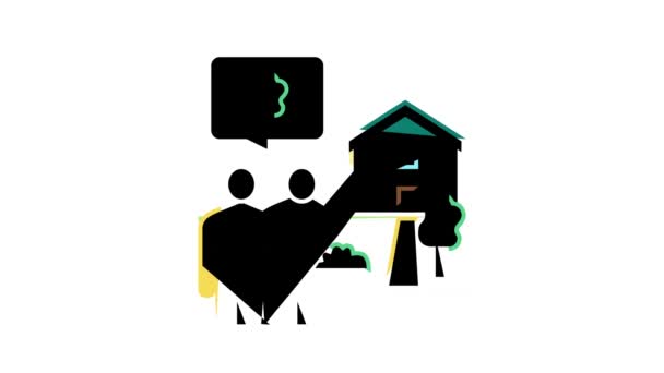 Home raadplegingen kleur pictogram animatie — Stockvideo