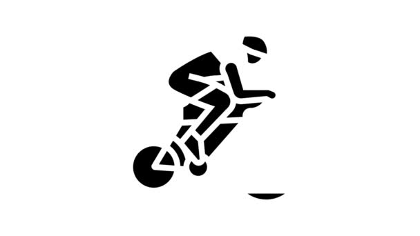 スポーツライディングバイクラインアイコンアニメーション — ストック動画