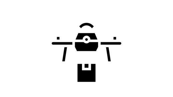 Drone delivery line icon animation — Stock Video