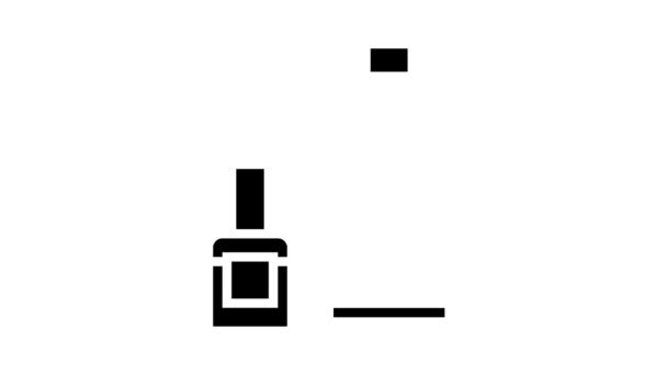 Unha removedor de verniz garrafas glifo ícone animação — Vídeo de Stock