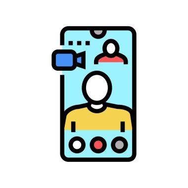 video arama renk ikonu vektör illüstrasyonu