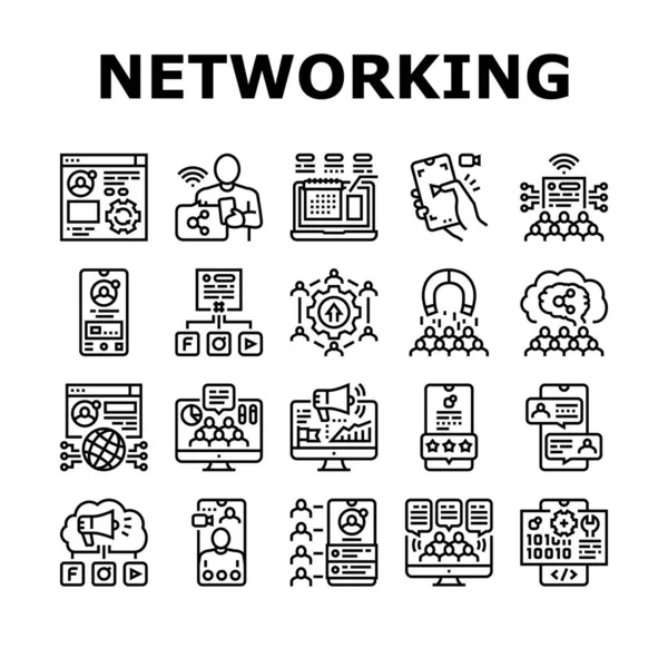 Social Networking Online App Ícones Set Vector —  Vetores de Stock