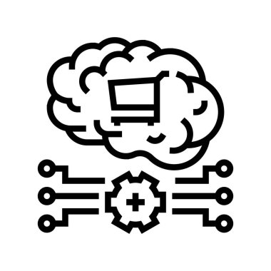 Nöropazarlama teknolojisi çizgisi ikon vektör çizimi