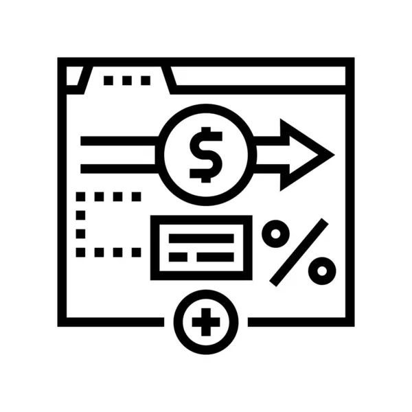 Comisión línea de dinero icono vector ilustración — Vector de stock