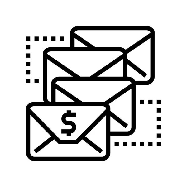 Email sequentie lijn pictogram vector illustratie — Stockvector