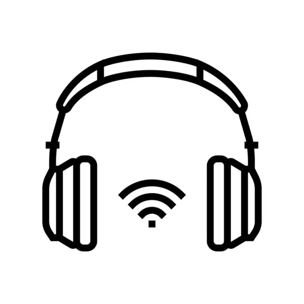 Bezprzewodowe słuchawki linii wektor ikony ilustracja — Wektor stockowy