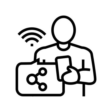 Sosyal medya kullanıcı çizgisi vektör illüstrasyonu