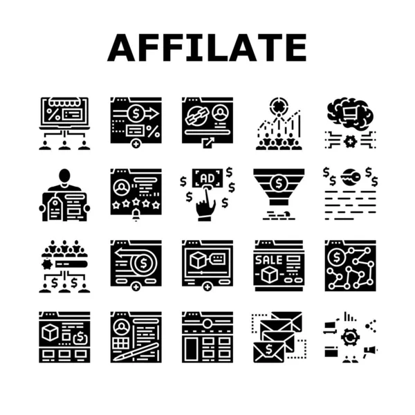Affiliate Marketing And Commerce Icons Set Vector — Stockový vektor
