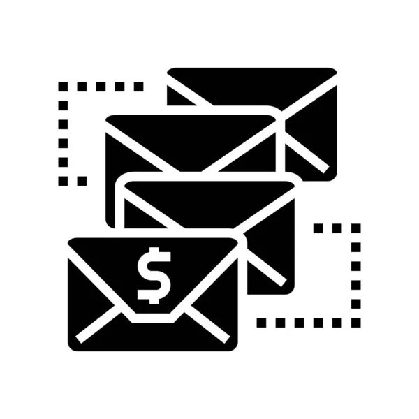 Email szekvencia glyph ikon vektor illusztráció — Stock Vector
