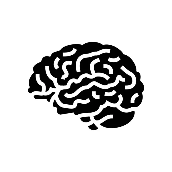 Anatomía cerebral órgano glifo icono vector ilustración — Vector de stock