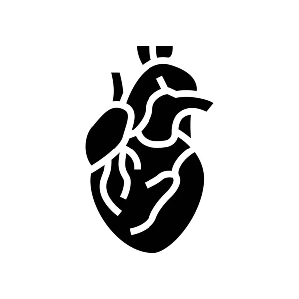 Coeur organe humain glyphe icône vectoriel illustration — Image vectorielle